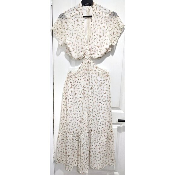 Rdi | Floral Print Waist Cutout Midi Dress - Picture 3 of 14